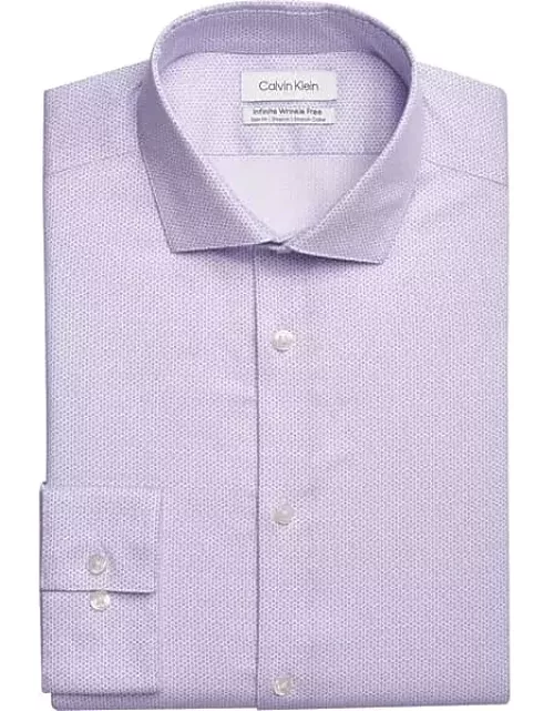 Calvin Klein Men's Infinite Wrinkle FreeSlim Fit Stretch Collar Dress Shirt Lavender Check