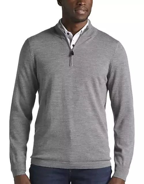Joseph Abboud Men's Modern Fit 1/4 Zip Merino Wool Sweater Grey