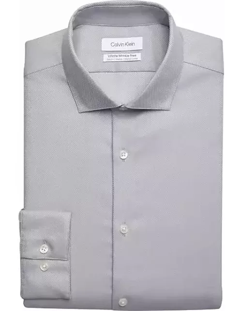 Calvin Klein Men's Slim Fit Stretch Collar Dress Shirt Gray Check