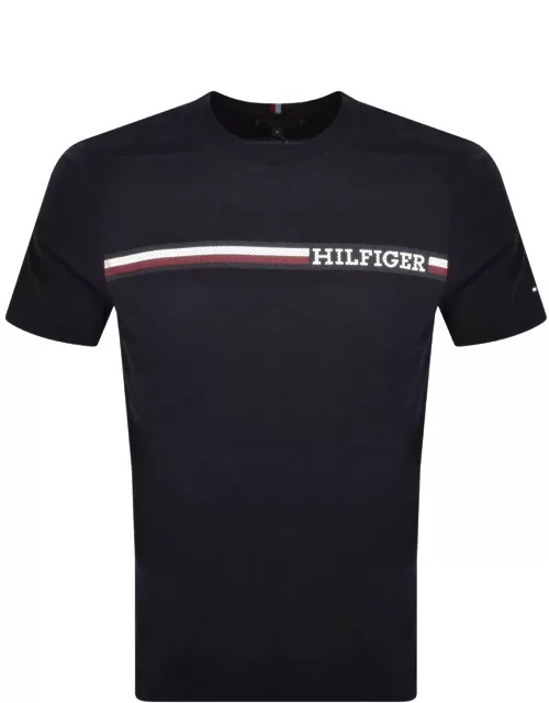 Tommy Hilfiger Monotype Chest Stripe T Shirt Navy