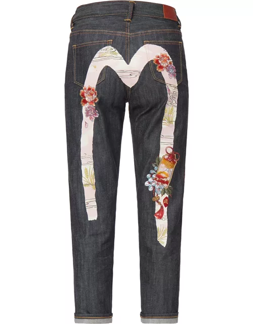 Japanese-painting Daicock Print Relax Fit Jean