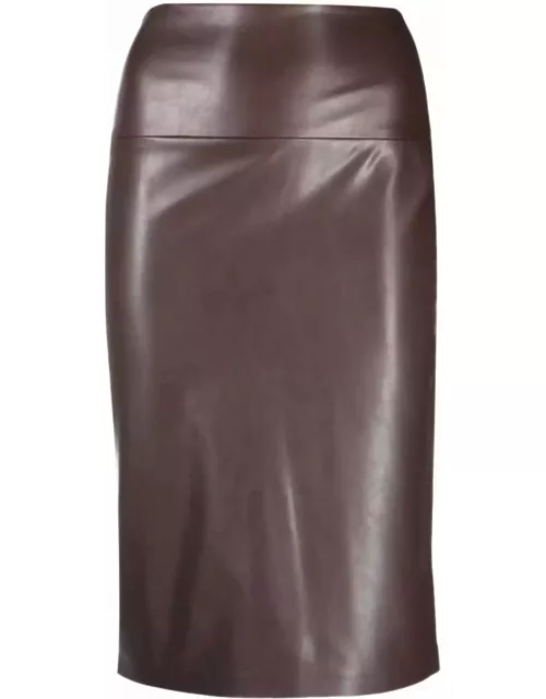 Straight-cut faux-leather skirt