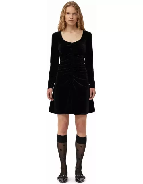 GANNI Velvet Jersey Mini Dress in Black