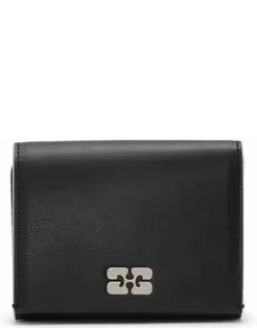 Ganni Bou Trifold Wallet in Black Polyester/Polyurethane/Recycled Leather Women'