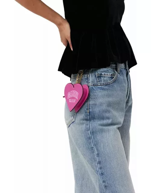 GANNI Funny Heart Zipped Coin Purse in Pink Polyester/Polyurethane/Recycled Leather Women'