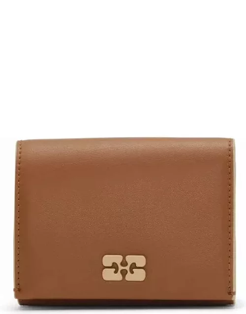 Caramel GANNI Bou Trifold Wallet in Brown Polyester/Polyurethane/Recycled Leather Women'
