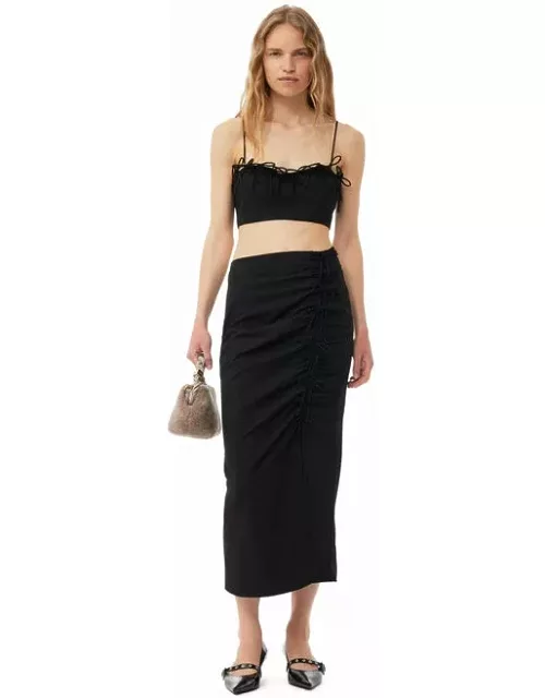 GANNI Drapey Melange Midi Skirt in Black
