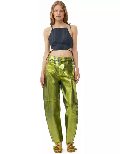 GANNI Green Foil Stary Jeans in Basi