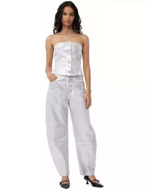 GANNI Silver Foil Stary Jeans in White