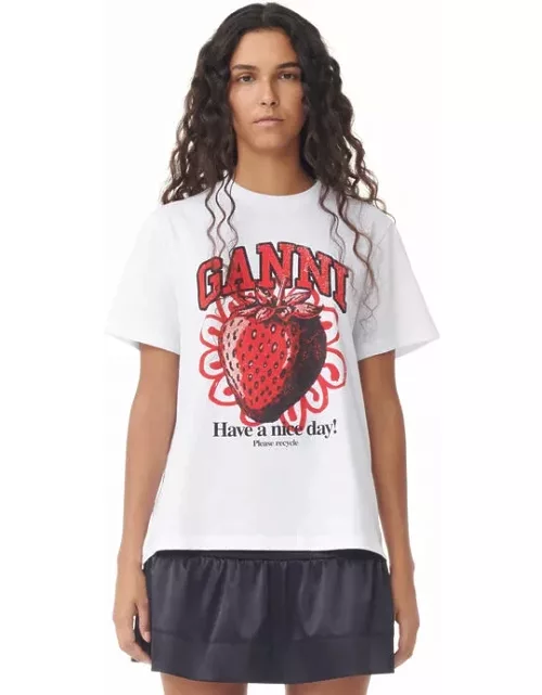 GANNI Relaxed Strawberry T-shirt in White