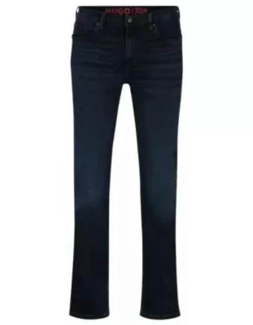 Slim-fit jeans in blue-black stretch denim- Dark Blue Men's Jean