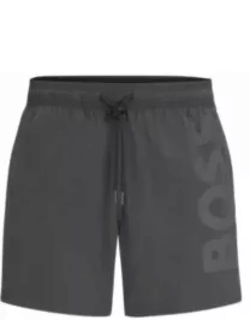 Quick-dry swim shorts with large logo print- Grey Men's Swim Short
