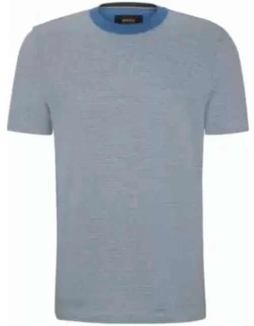 Bubble-structure T-shirt in cotton and cashmere- Dark Blue Men's T-Shirt