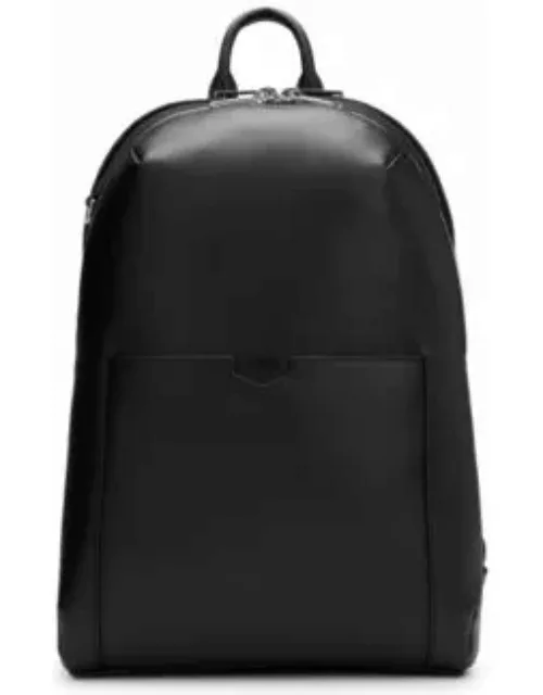 Leather backpack with detachable inner pouch- Black Men's Backpack