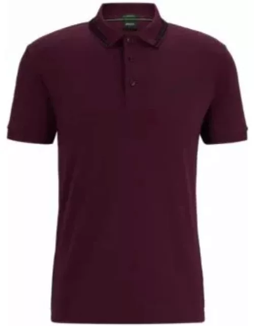 Interlock-cotton slim-fit polo shirt with collar graphics- light pink Men's Polo Shirt