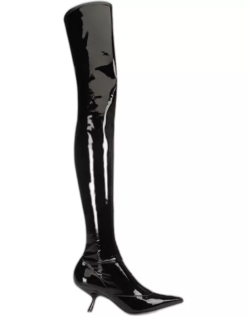 Stretch Patent Over-The-Knee Boot