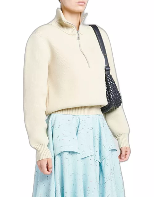 Dry Wool Ribbed Half-Zip Sweater