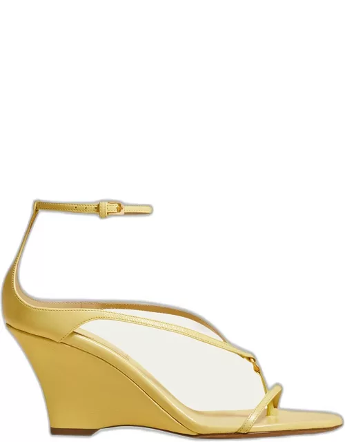 Marion Leather Thong Wedge Sandal