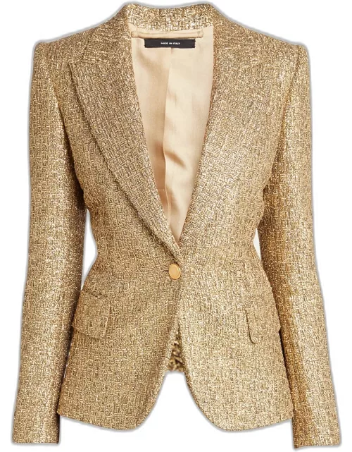 Metallic Tweed Blazer Jacket