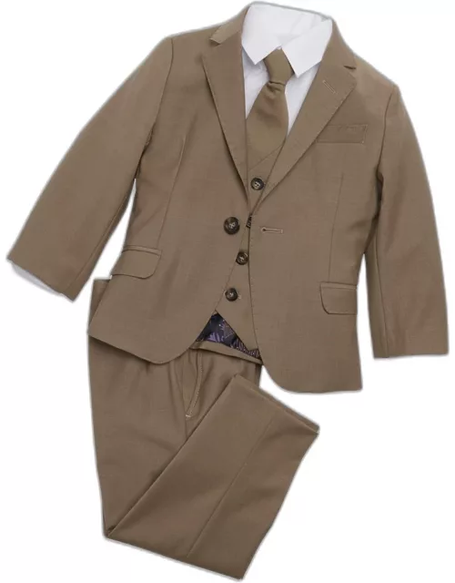 JoS. A. Bank Men's Cleo By Peanut Butter Collection Slim Fit Luxor 5-Piece Suit Set, Light Brown, 4 Year