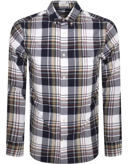 Gant Check Long Sleeved Poplin Shirt Navy