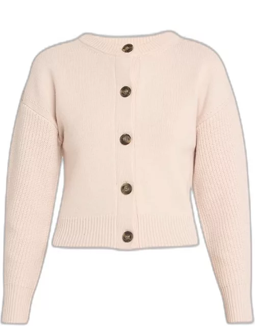 Cashmere Wool Button-Front Cardigan