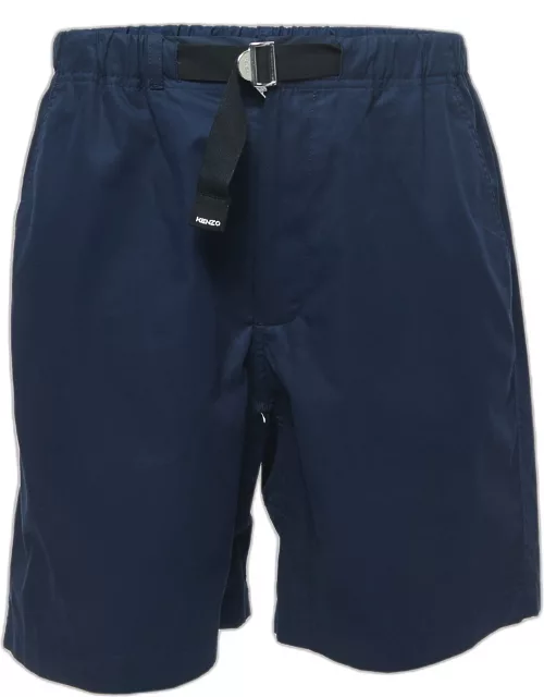 Kenzo Navy Blue Cotton Elasticated Belt Shorts