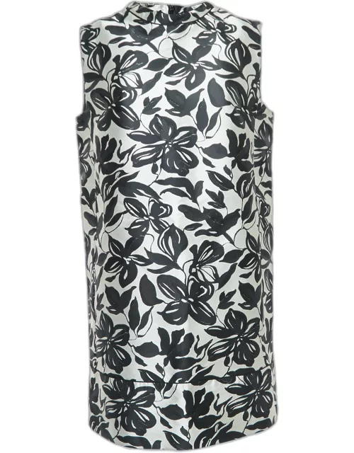 S'Max Mara Black/White Floral Jacquard Sleeveless Midi Dress