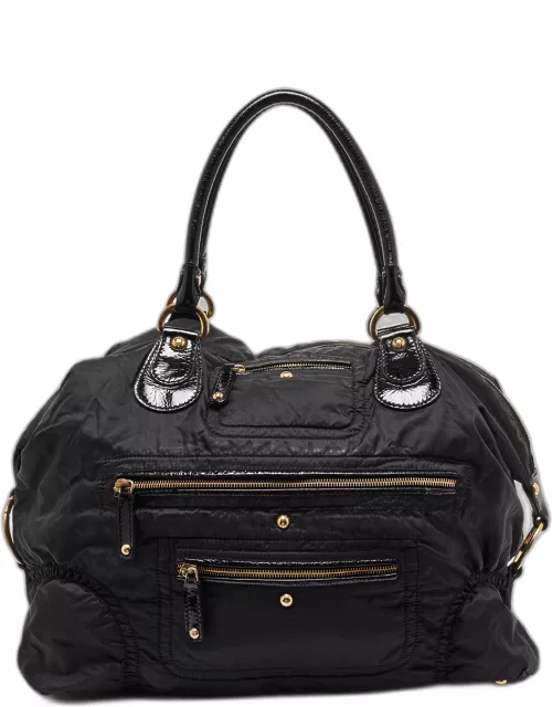 Tod's Black Nylon and Patent Leather Pashmy Pocket Media D Bag
