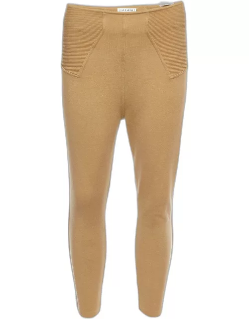 Alaia Brown Cotton Knit Capri Pants