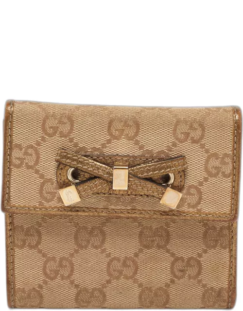 Gucci Beige/Gold GG Canvas and Leather Princy Trifold Wallet