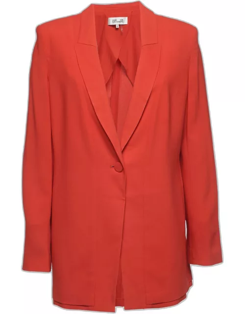 Diane Von Furstenberg Red Crepe Single-Button Blazer