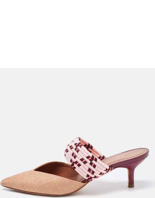 Malone Souliers Brown/Pink Raffia and Fabric Maisie Mule