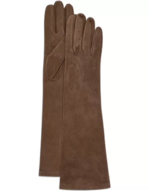 Long Silk-Lined Suede Glove