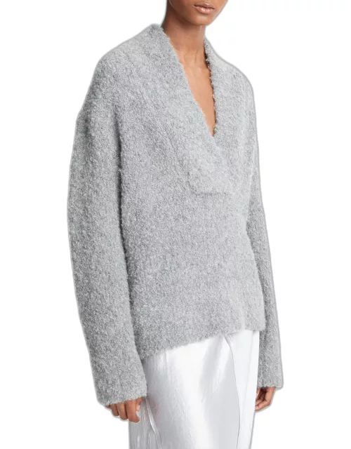 Crimped Shawl Alpaca Wool-Blend Sweater
