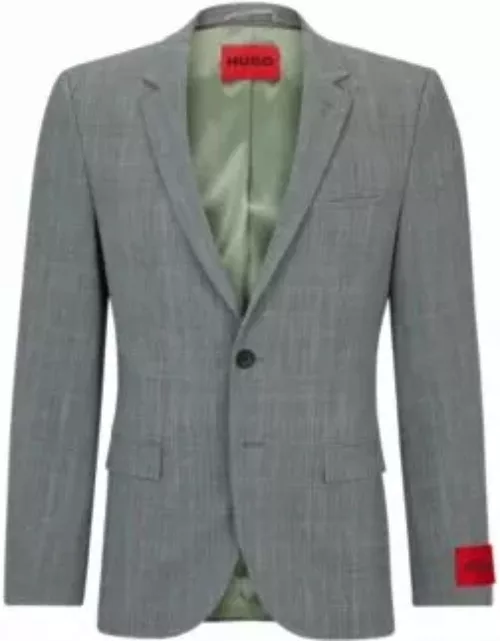 Extra-slim-fit jacket in checked super-flex fabric- Grey Men's Sport Coat