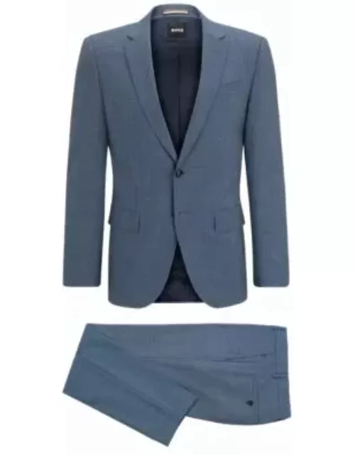 Slim-fit suit in micro-patterned stretch cloth- Blue Men's Business Suit