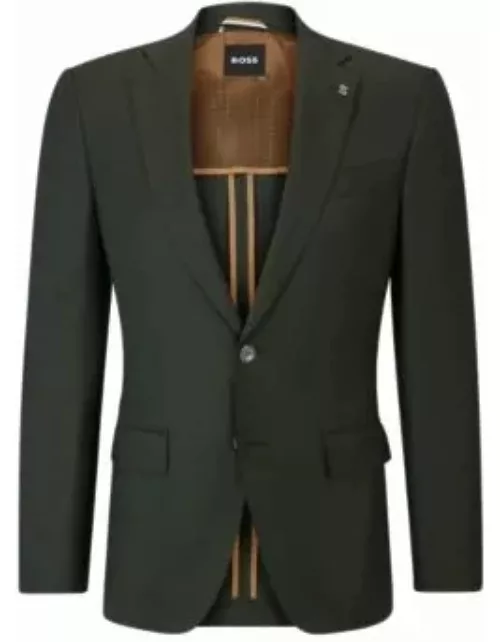 Slim-fit jacket in wool twill- Dark Green Men's Sport Coat