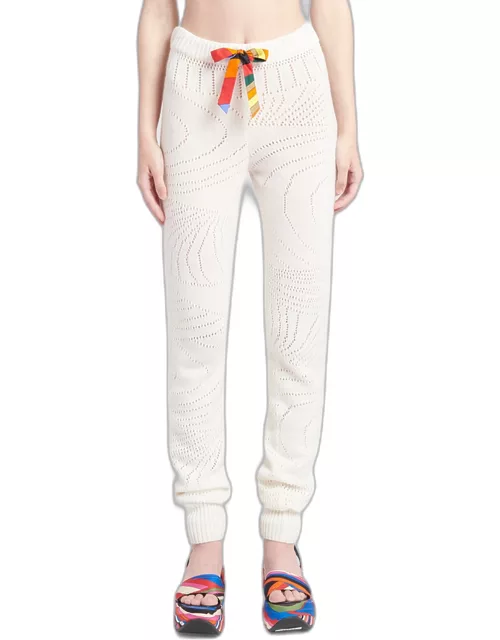 Cashmere Pointelle Knit Pull-On Jogger
