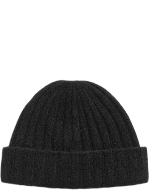 Wide-Ribbed Cashmere Beanie