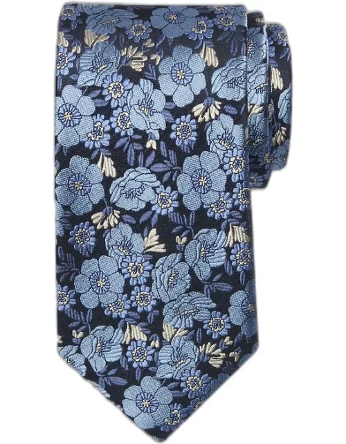 JoS. A. Bank Men's Traveler Collection Medium Floral Tie, Navy, One