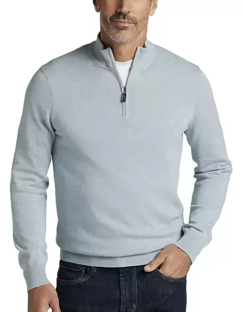 Joseph Abboud Men's Modern Fit 1/4-Zip Pima Sweater Light Blue