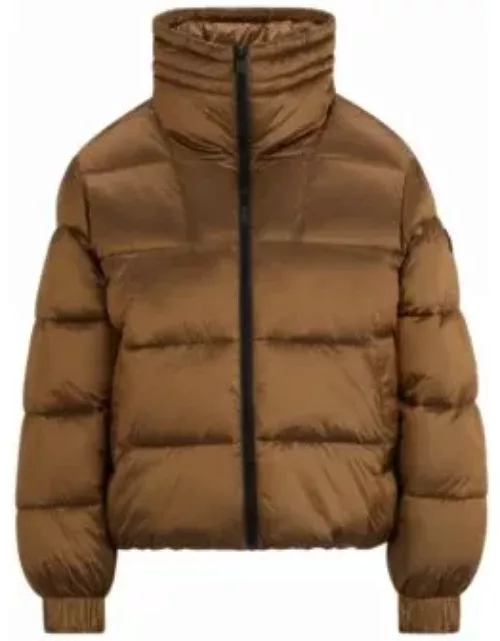 Regular-fit puffer jacket in lustrous fabric- Brown Women's Casual Jacket