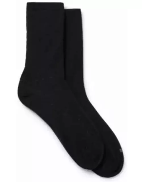 Two-pack of regular-length socks in stretch cotton- Black Women's Underwear, Pajamas, and Sock