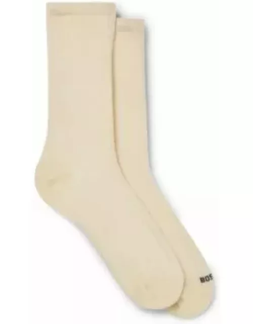 Two-pack of regular-length socks in stretch cotton- White Women's Underwear, Pajamas, and Sock
