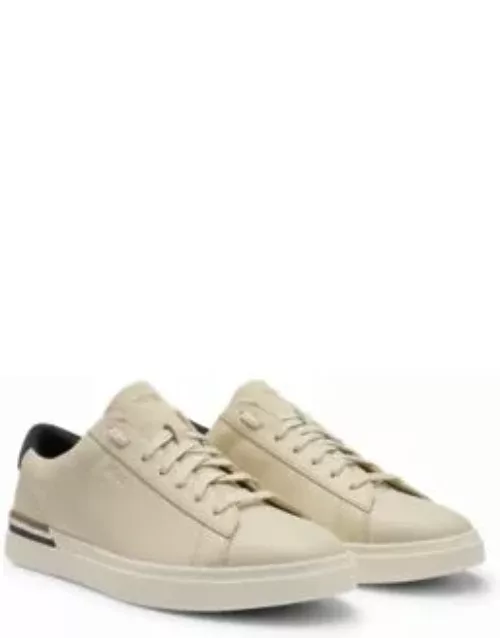 Cupsole lace-up trainers in leather and nubuck- White Men's Sneaker