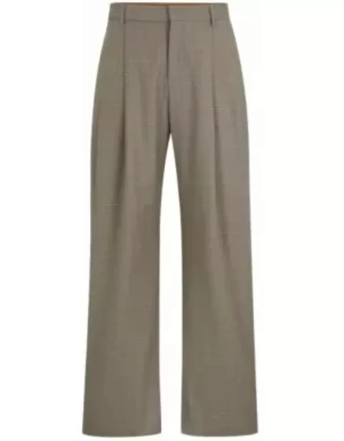 Relaxed-fit trousers in checked virgin-wool serge- Beige Men's Suit Separate