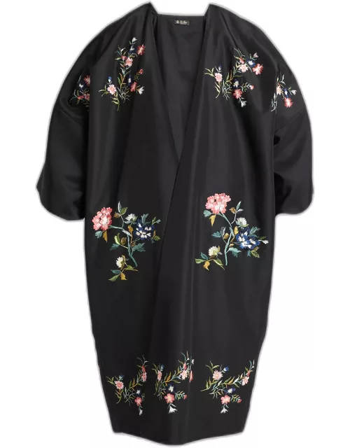 Capp Giulia Floral Embroidered Parachute Top Coat