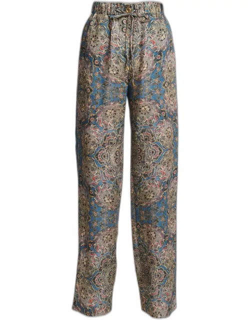 Helios Tapestry Bloom Drawstring Linen Pant