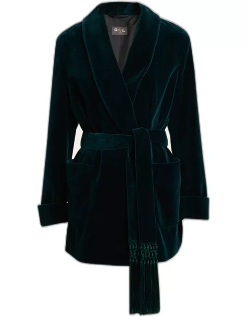 Giacca Raniya Belted Velvet Wrap Coat
